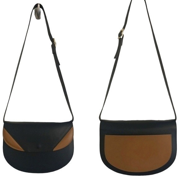 NWT Valentina Fiore Italian Black and Brown Leather Crossbody - Picture 2 of 16